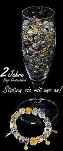 Silber Beads und Gold Beads im Glas